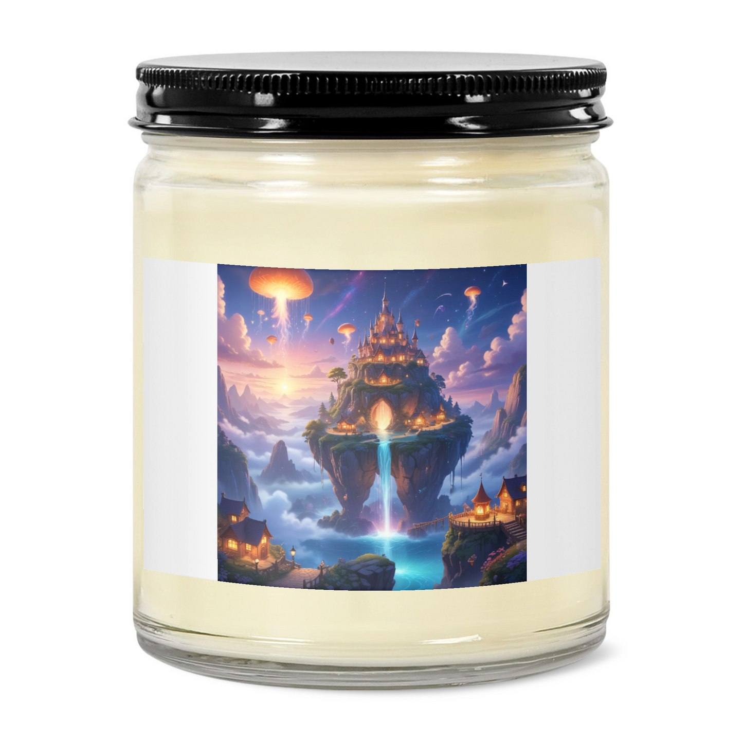 Disney Style Fantasy Soy Candle 9oz –9 Available Scents Enchanted Floating Island Artwork Scented Candle Glory