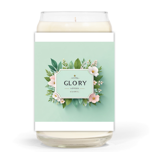 Mint Green Soy Candle 6 Signature Scents Glory 13.75oz  | 3"x3.75" White Label Glory