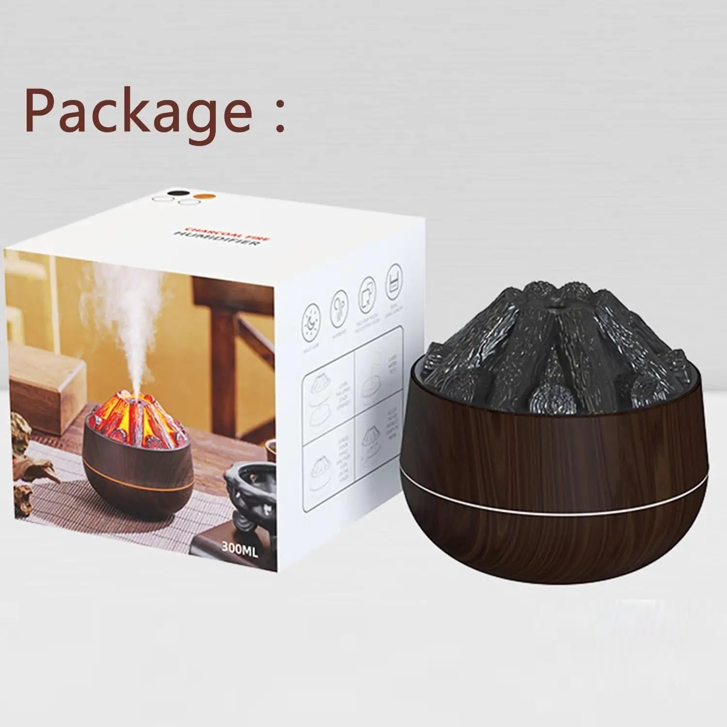 Charcoal Fire Aromatherapy Diffuser – LED Dark Wood Essential Oil Diffuser for Home & Office | Relaxing Spa Mood – Glory” ✅ Glory