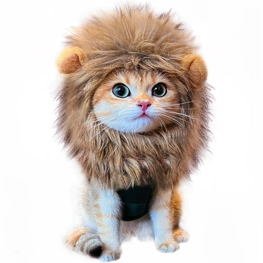 Lion Mane Cat Costume – Funny Pet Wig for Halloween & Parties (Brown) Glory