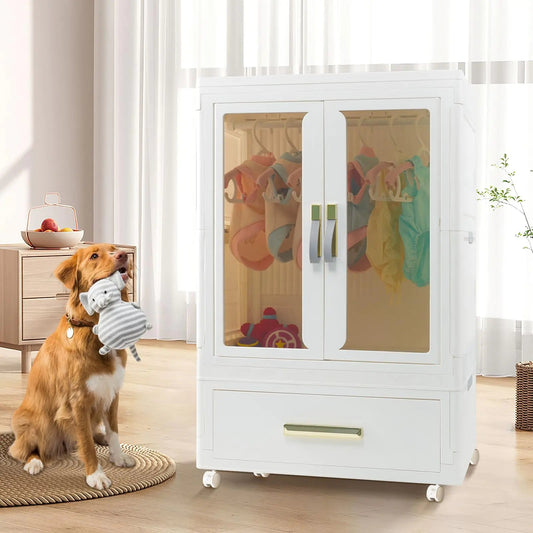 QudraKast Pet Wardrobe Closet Dog Closet - QudraKast Pet Wardrobe Closet – Stackable Storage for Pet Clothes & Toys Glory