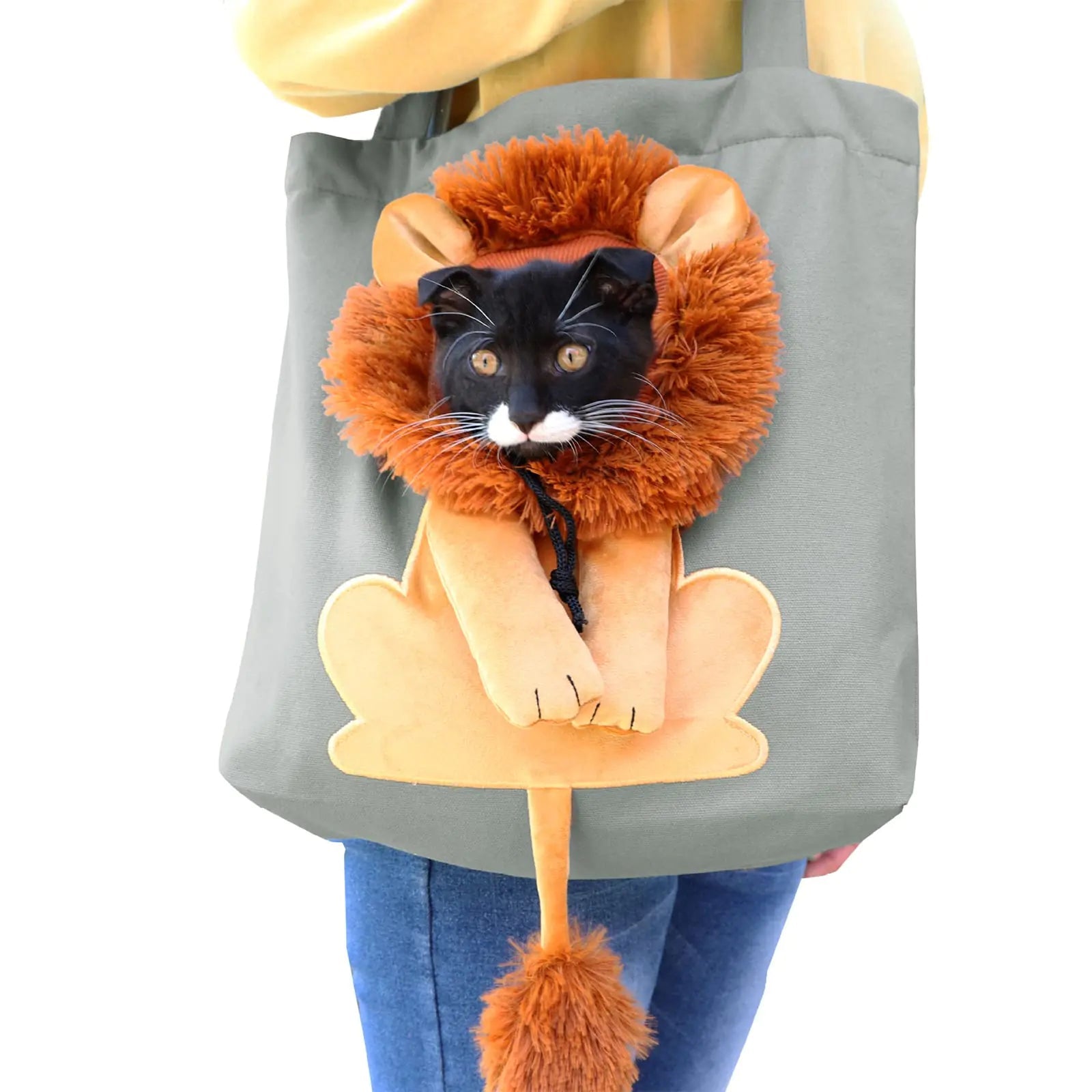 Plcnn Lion-Shaped Pet Shoulder Bag – Cute Canvas Dog Carrier for Small Pets Glory
