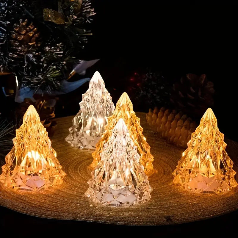 LED Flameless Crystal Mini Christmas Tree Night Light Glory