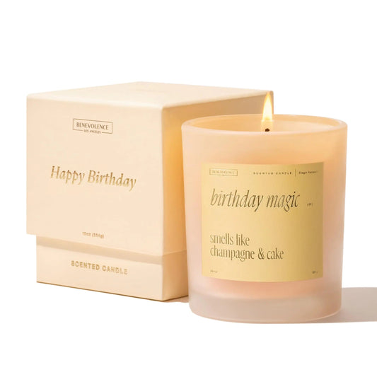 Benevolence LA Birthday Magic Scented Soy Candle | 10 oz 40-50 Hour Burn | Birthday Candles | Happy Birthday Candle | Birthday Candle for Women | Long Lasting Scented Birthday Candle Glory