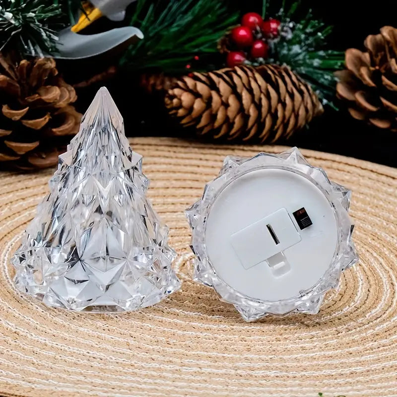 LED Flameless Crystal Mini Christmas Tree Night Light Glory