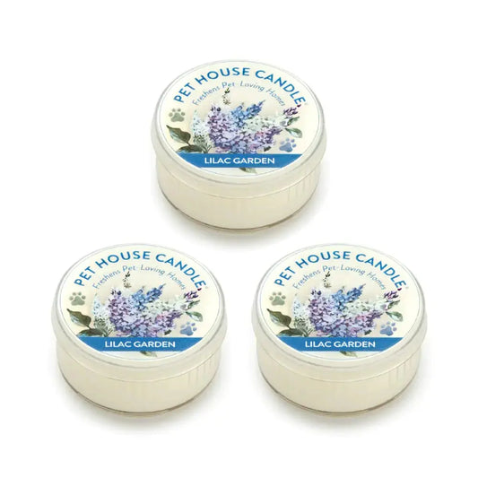 Pet Odor Eliminator Mini Candle – Natural Wax, 3 Pack (Lilac Garden) Glory