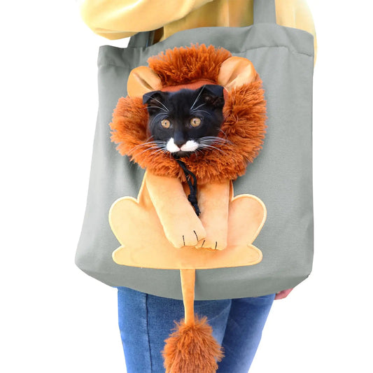 Plcnn Lion-Shaped Pet Shoulder Bag – Cute Canvas Dog Carrier for Small Pets Glory