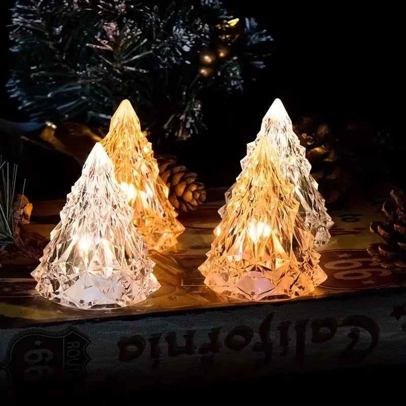 LED Flameless Crystal Mini Christmas Tree Night Light Glory